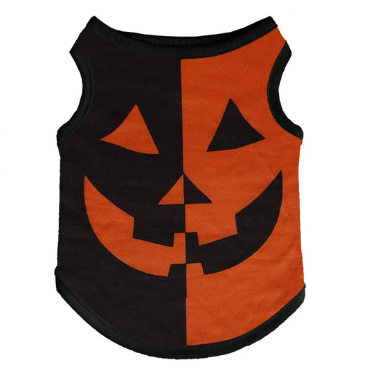 Dog Costume Funny Pumpkin Print Dog Shirt Holiday Apparel For Festival Party Events