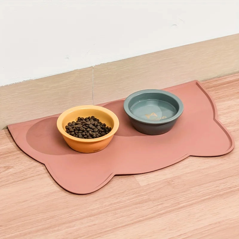 Thin Silicone Waterproof Pet Feeding Mat With Raised Edge