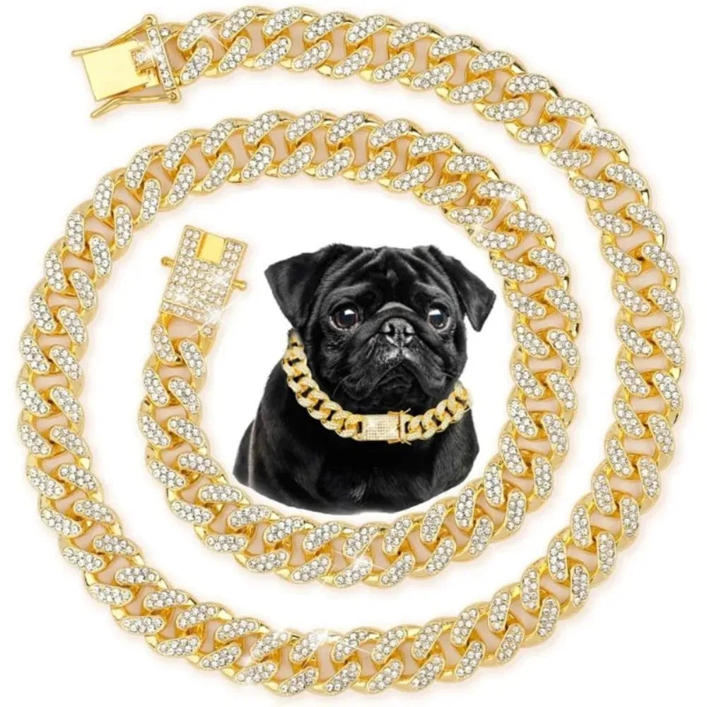 Cuban Chain Stainless Steel Dog Collar With Adjustable Safety Buckle