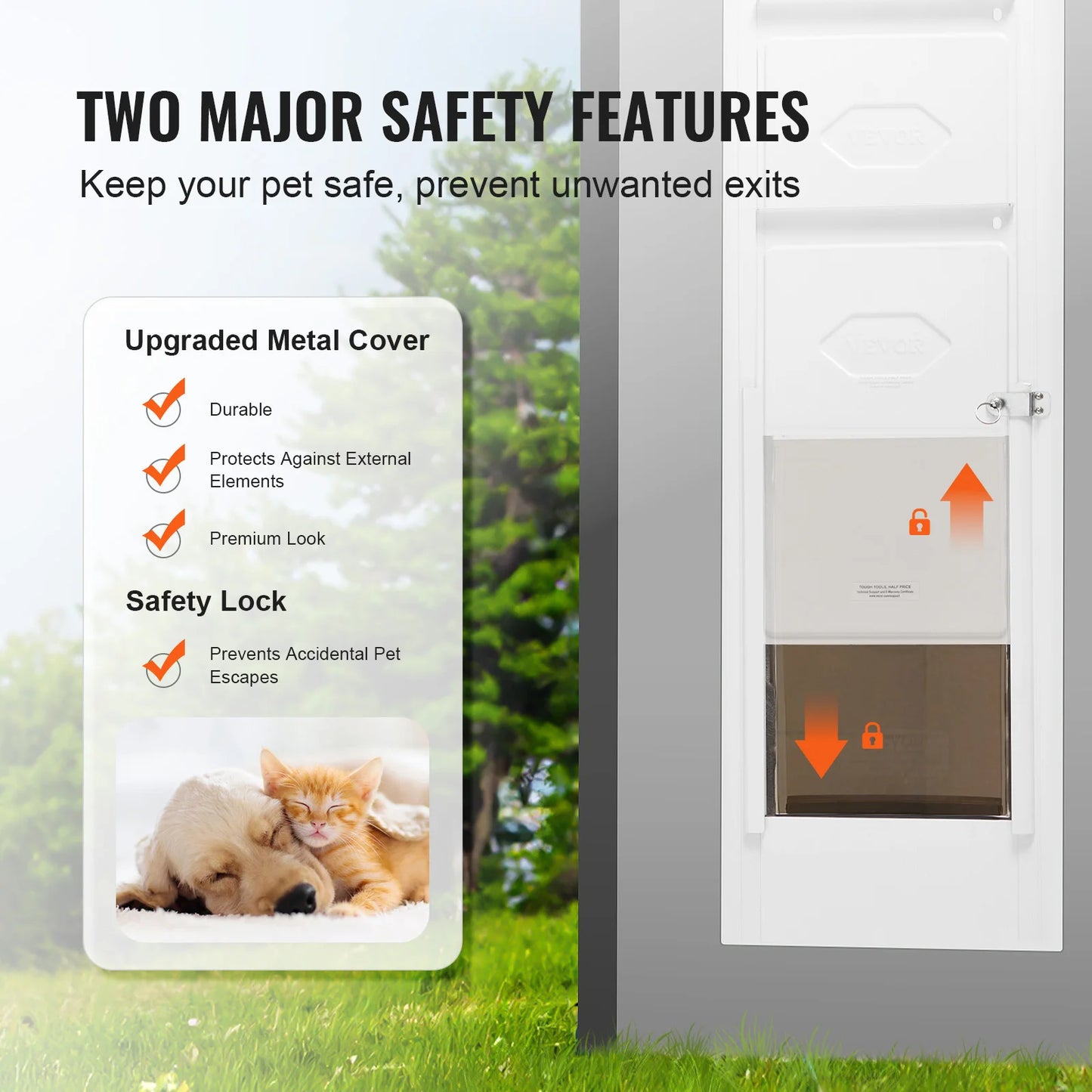 SucceBuy Adjustable Tempered Glass Dog Door With Aluminum Frame