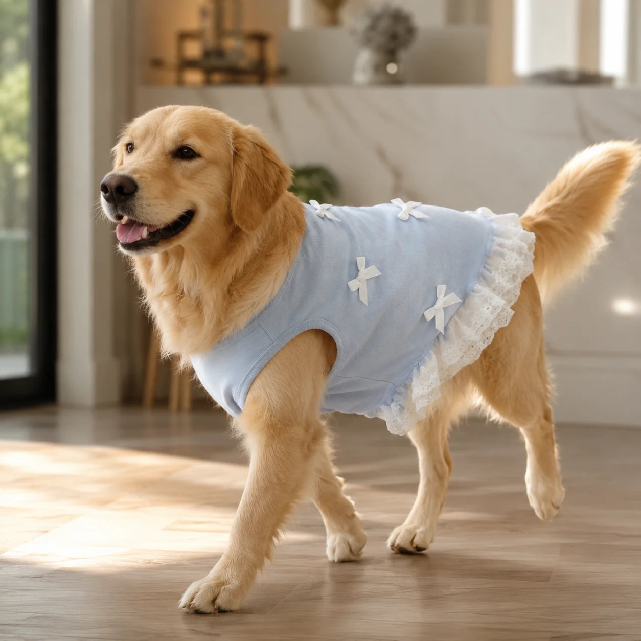 XMSJ Dog Vest Shirt Lace Hem Bowknots Spring Outfit