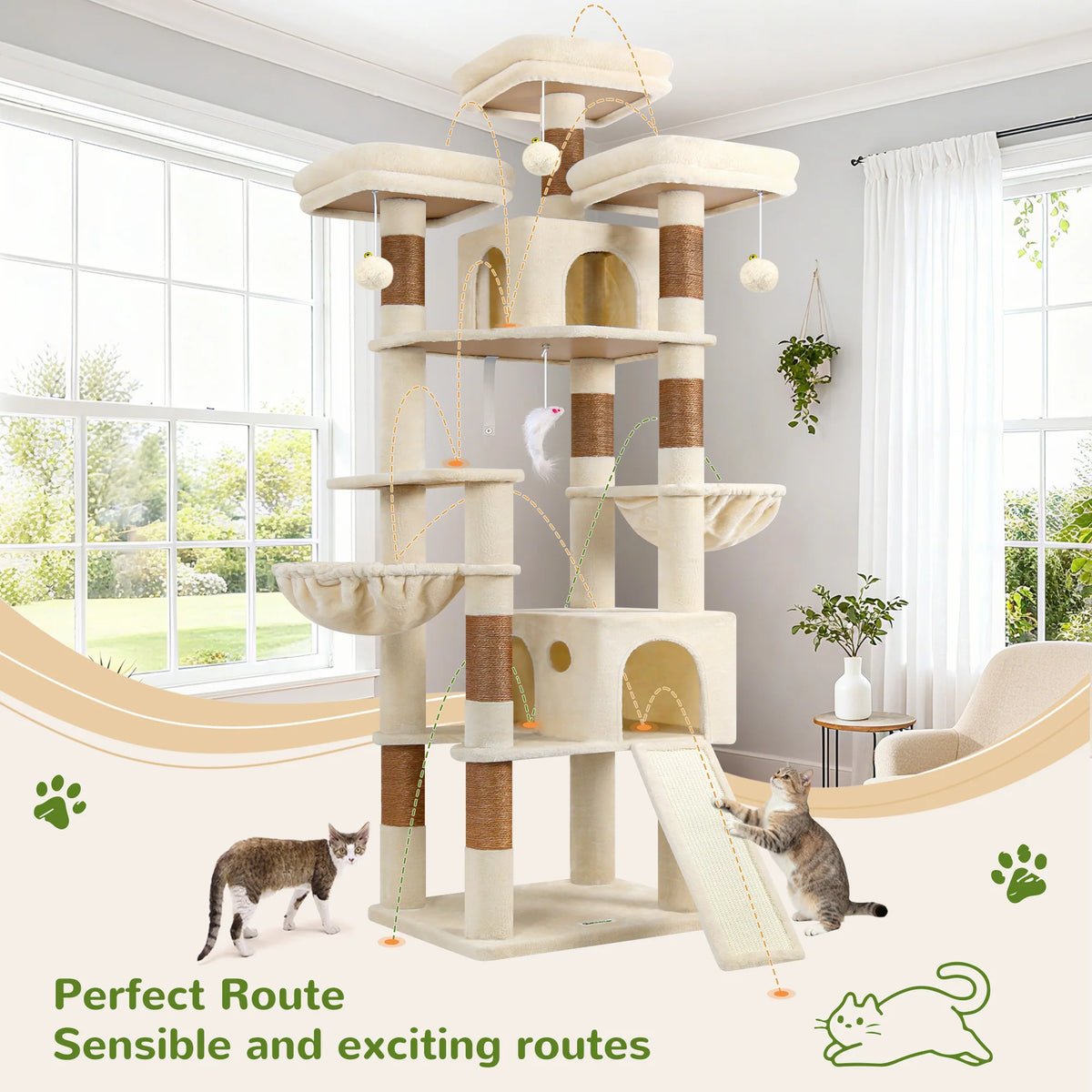 Globlazer Multi-Level Cat Tree Tower for Multiple Cats With Condos and Perches