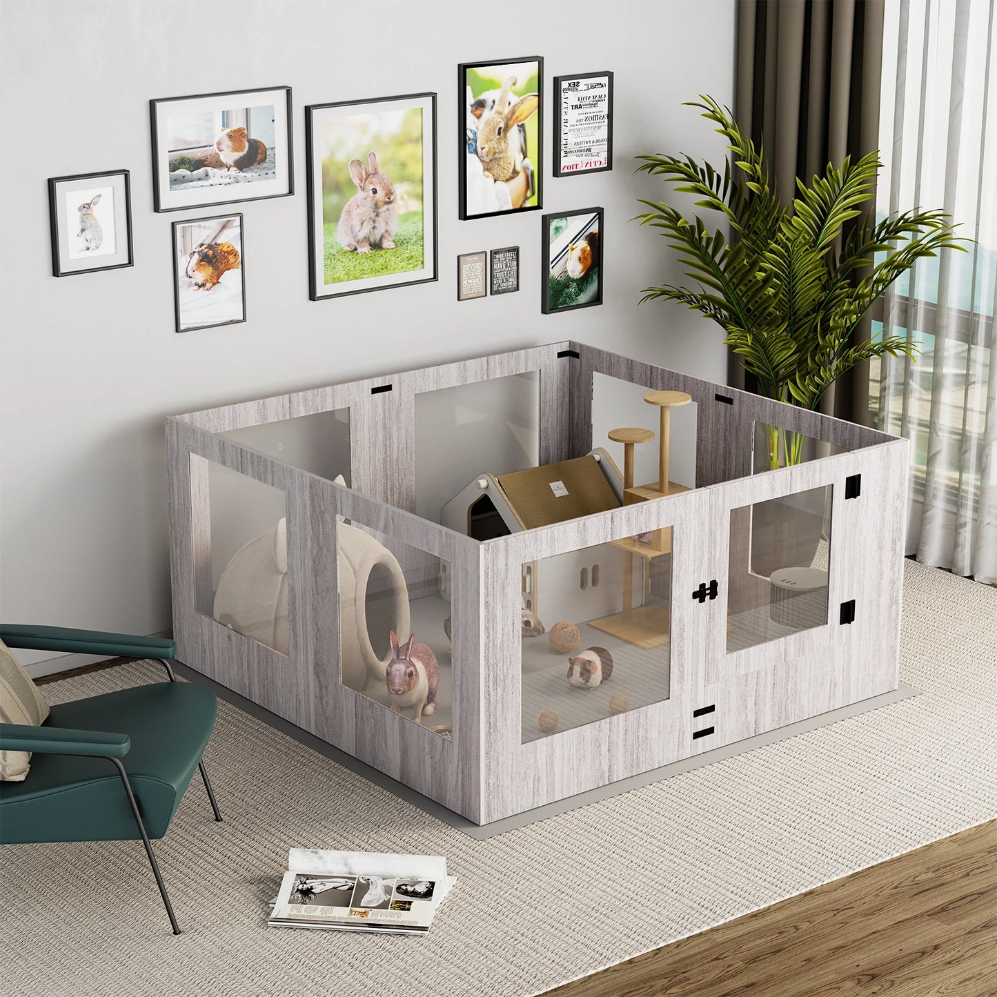BINGOPAW Tempered Glass Dog Playpen For Indoor Whelping Pen
