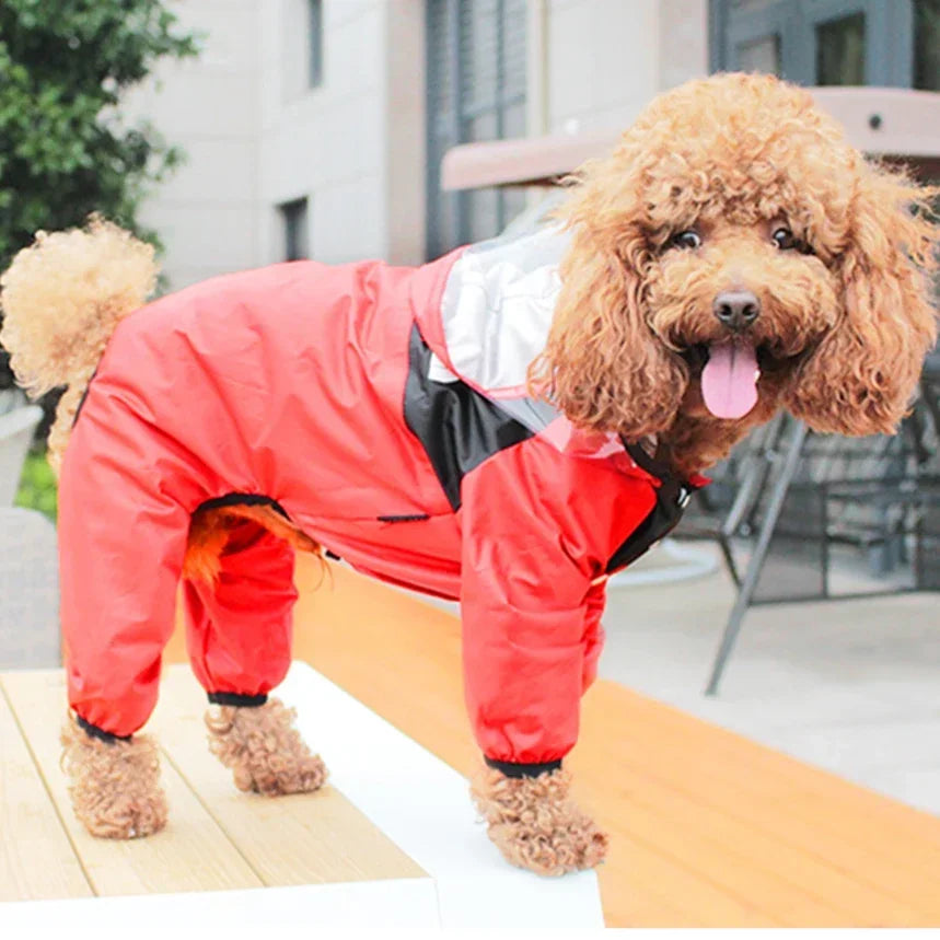 Transparent Hooded Dog Raincoat Waterproof Jumpsuit For Pets