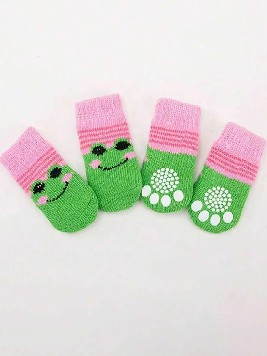 Cartoon Smiling Pet Socks Non Slip For Dogs And Cats