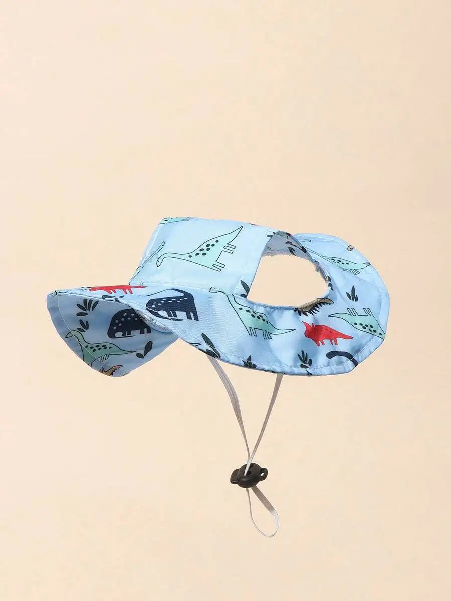 Polyester Sunflower Windproof Dog Hat With Ear Exposed Design