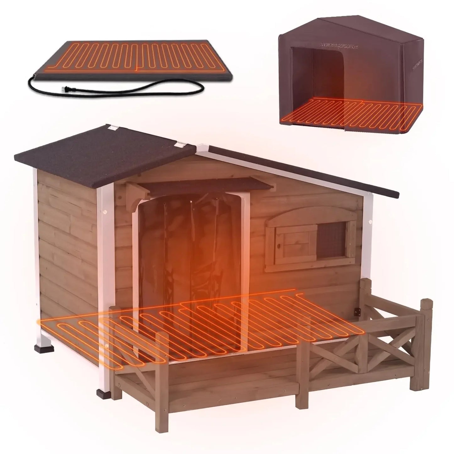 GUTINNEEN Outdoor Heated Dog House With Insulation And Pad