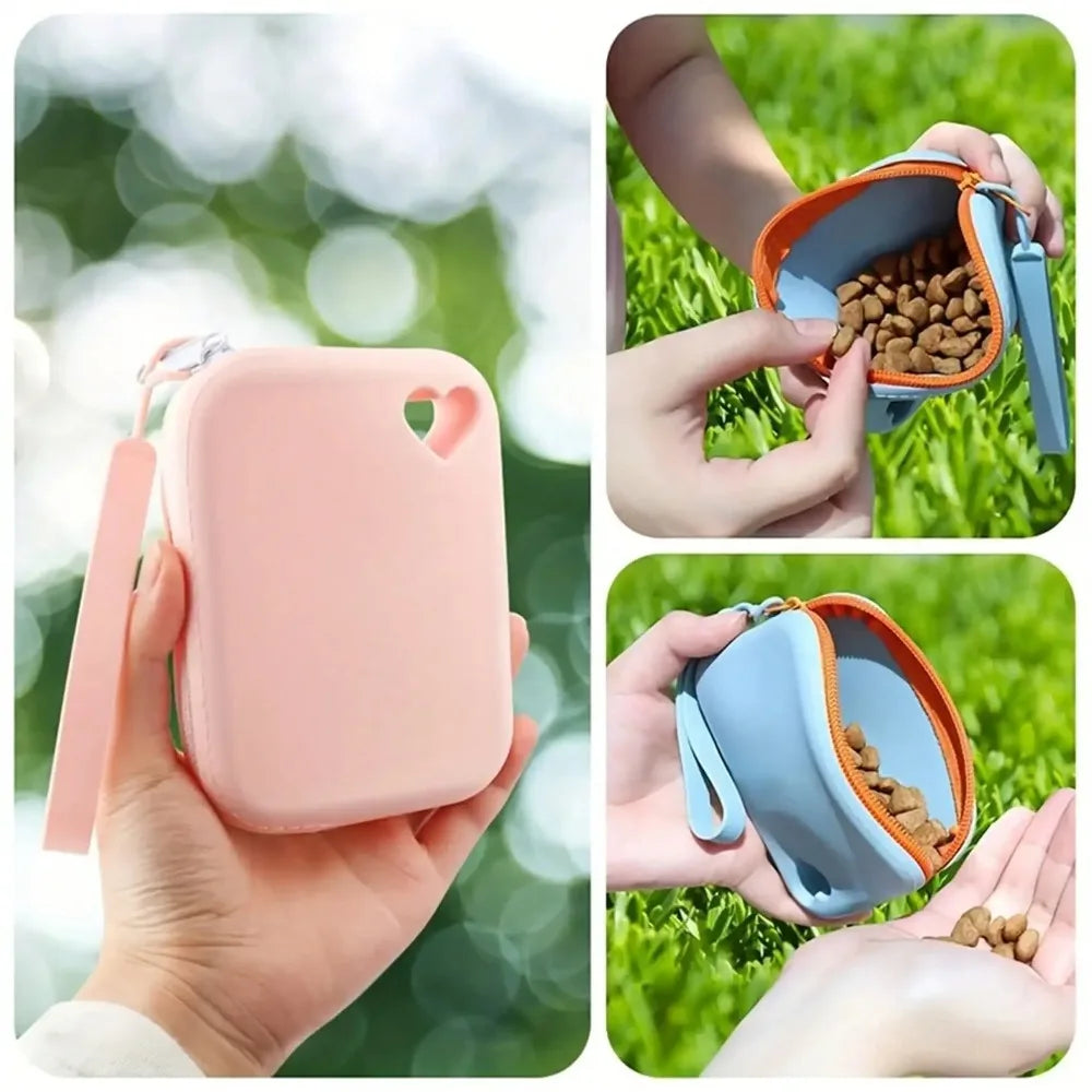 Silicone Pet Treat Pouch Portable Travel Bag For Dogs