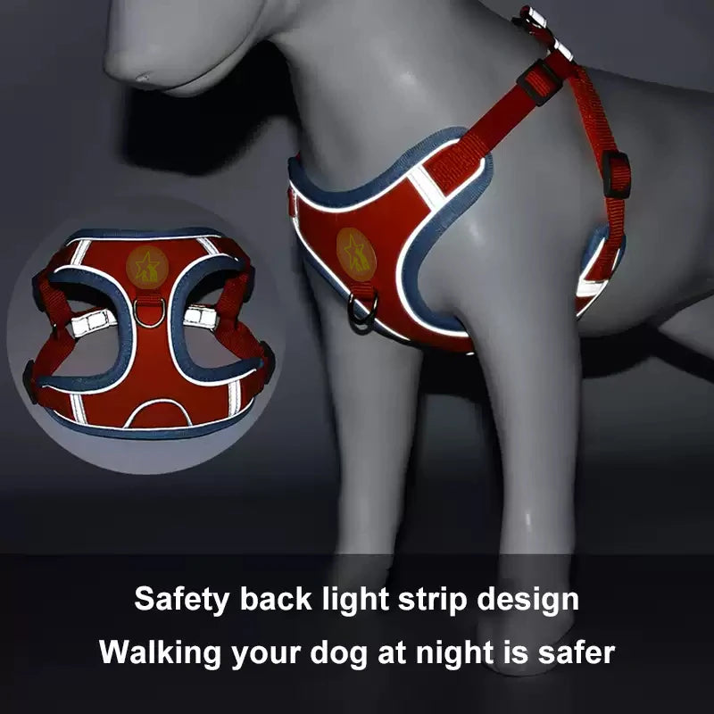 Reflective Mesh Dog Harness Vest With Traction Rope