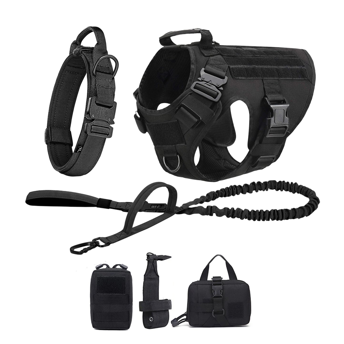 Tactical Dog Harness With Molle Pouches For Medium And Large