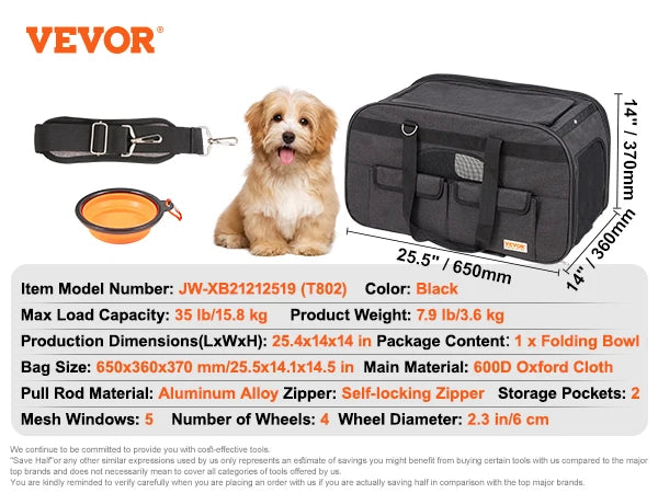 Pet Carrier Backpack With Telescopic Handle And Wheels