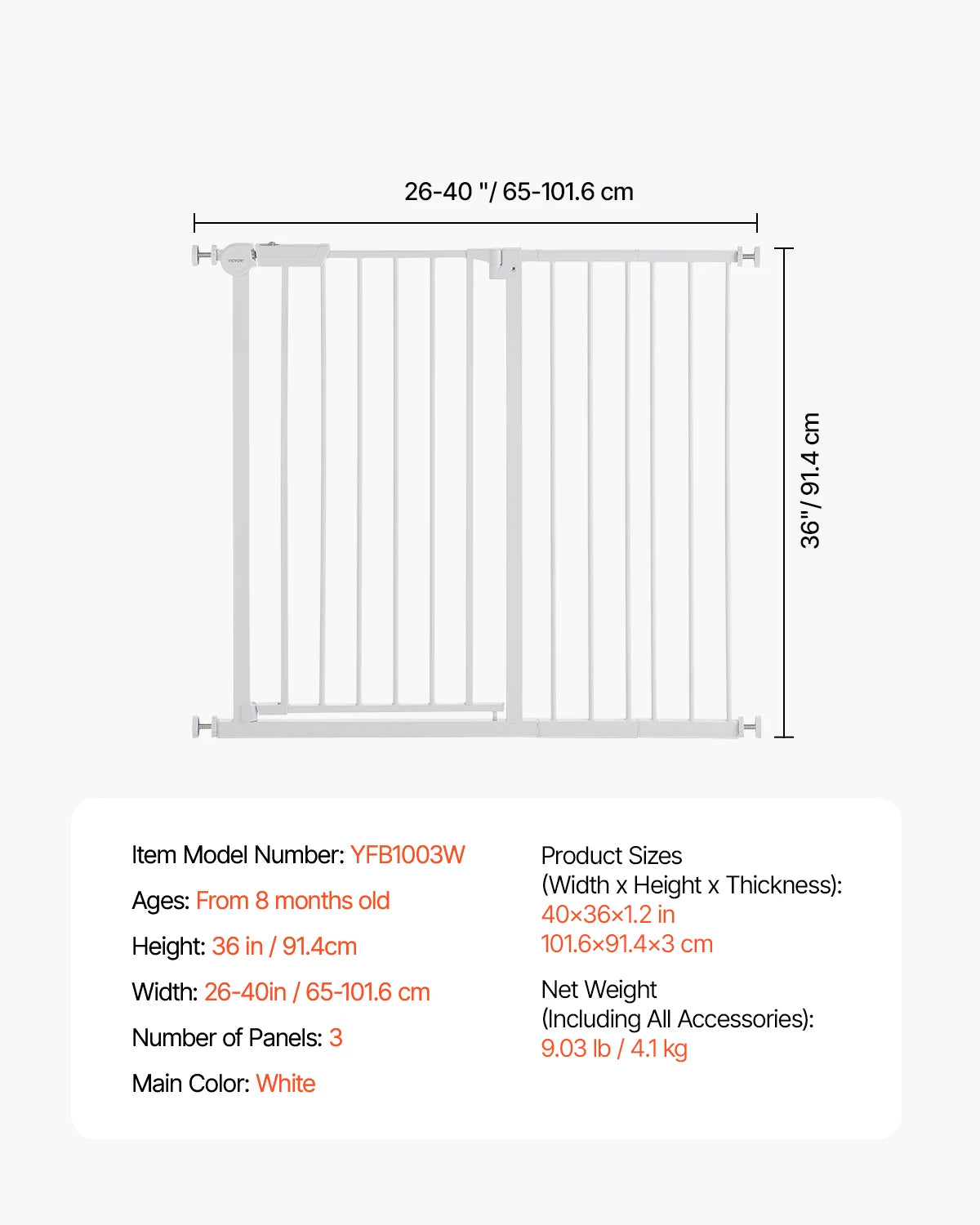 SucceBuy Pressure Mount Baby Gate With Easy Step Walk Thru