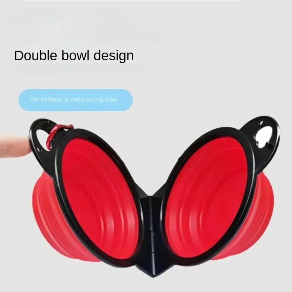 Zhuoji 2-in-1 Foldable Dual Pet Bowl For Dogs And Cats