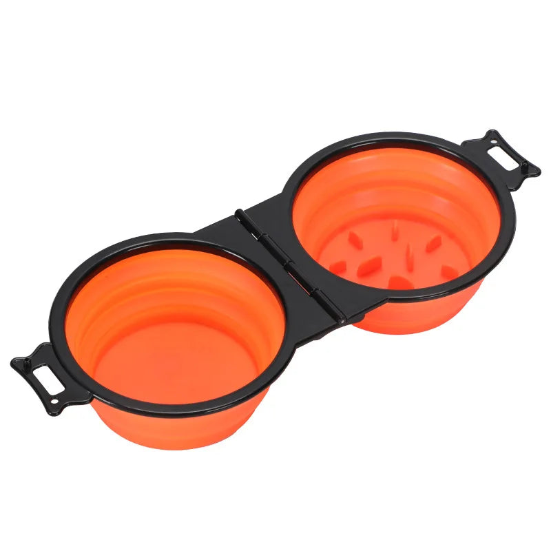 Zhuoji 2-in-1 Foldable Dual Pet Bowl For Dogs And Cats