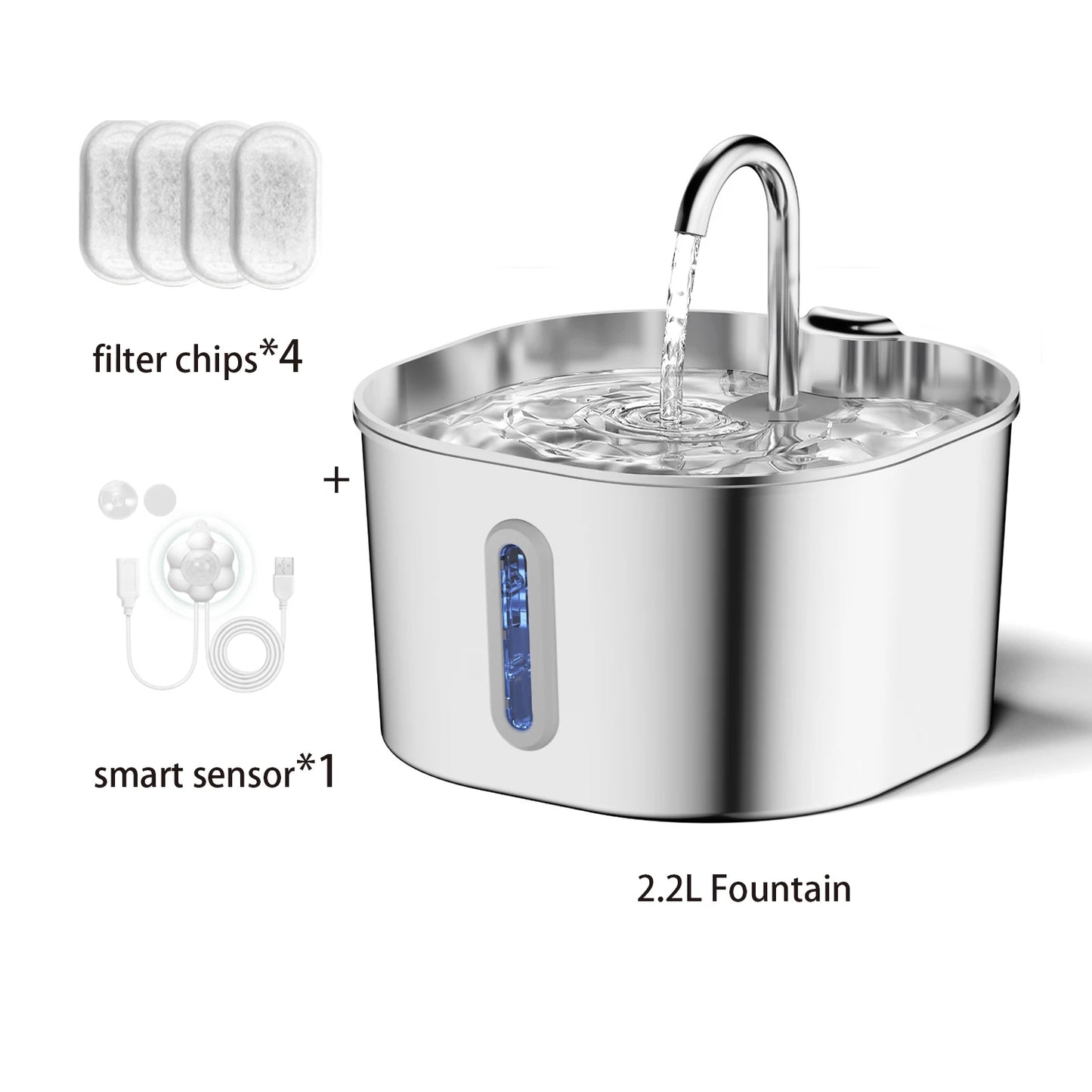 Stainless Steel Automatic Cat Water Fountain With Window