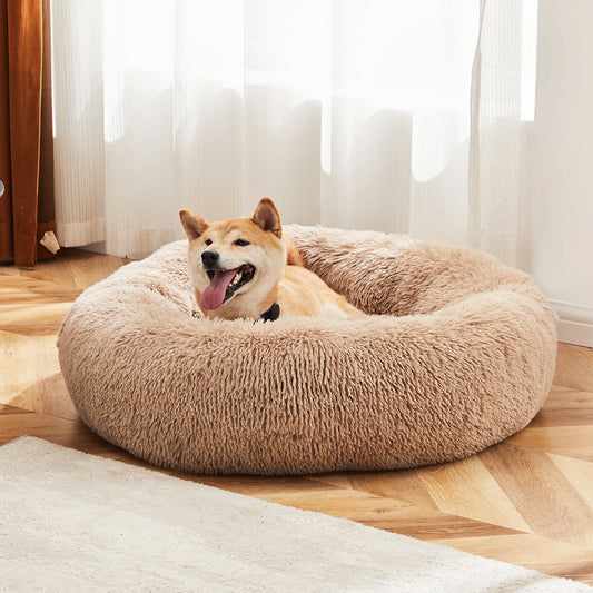 JHK Calming Anti Slip Round Plush Faux Fur Dog Bed