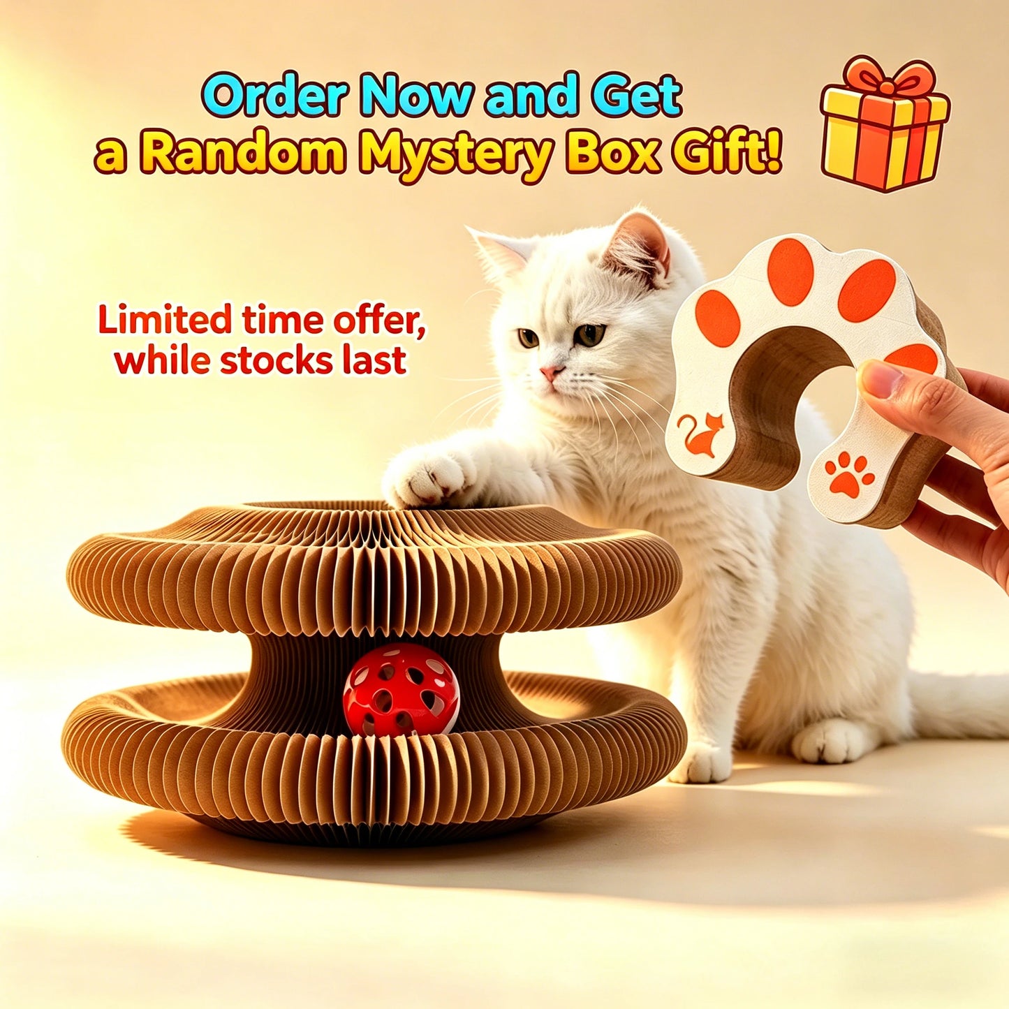 Foldable Corrugated Cat Scratcher And Ball Track Toy