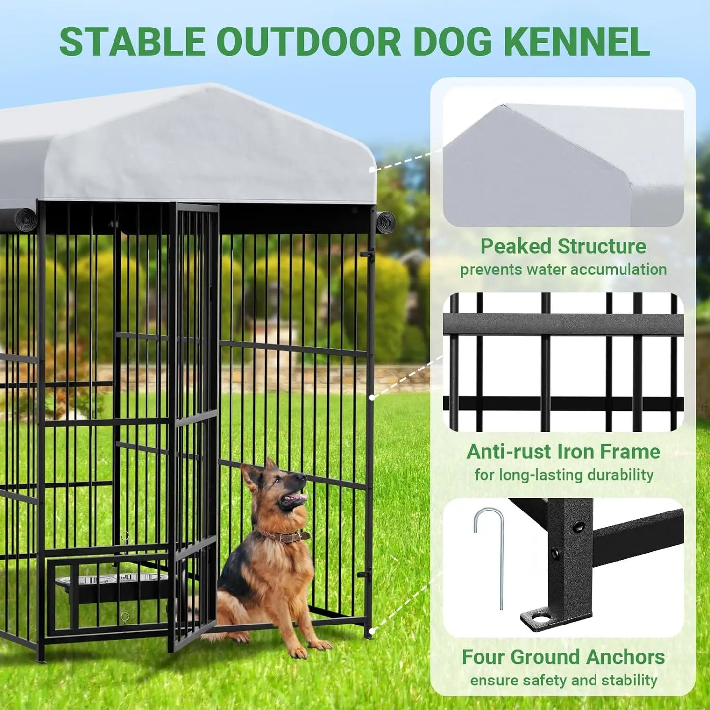 TWISTER.CK Outdoor Heavy Duty Dog Kennel Walk In With Roof