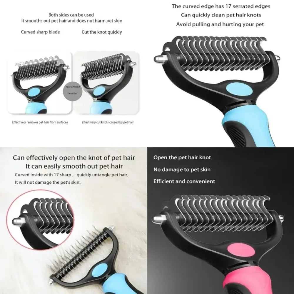 Double Sided Pet Grooming Brush For Cat And Dog Hair