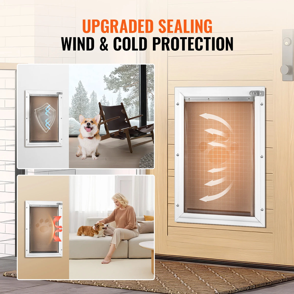 Aluminum Frame Pet Door With Lock And Weatherproof Flap System
