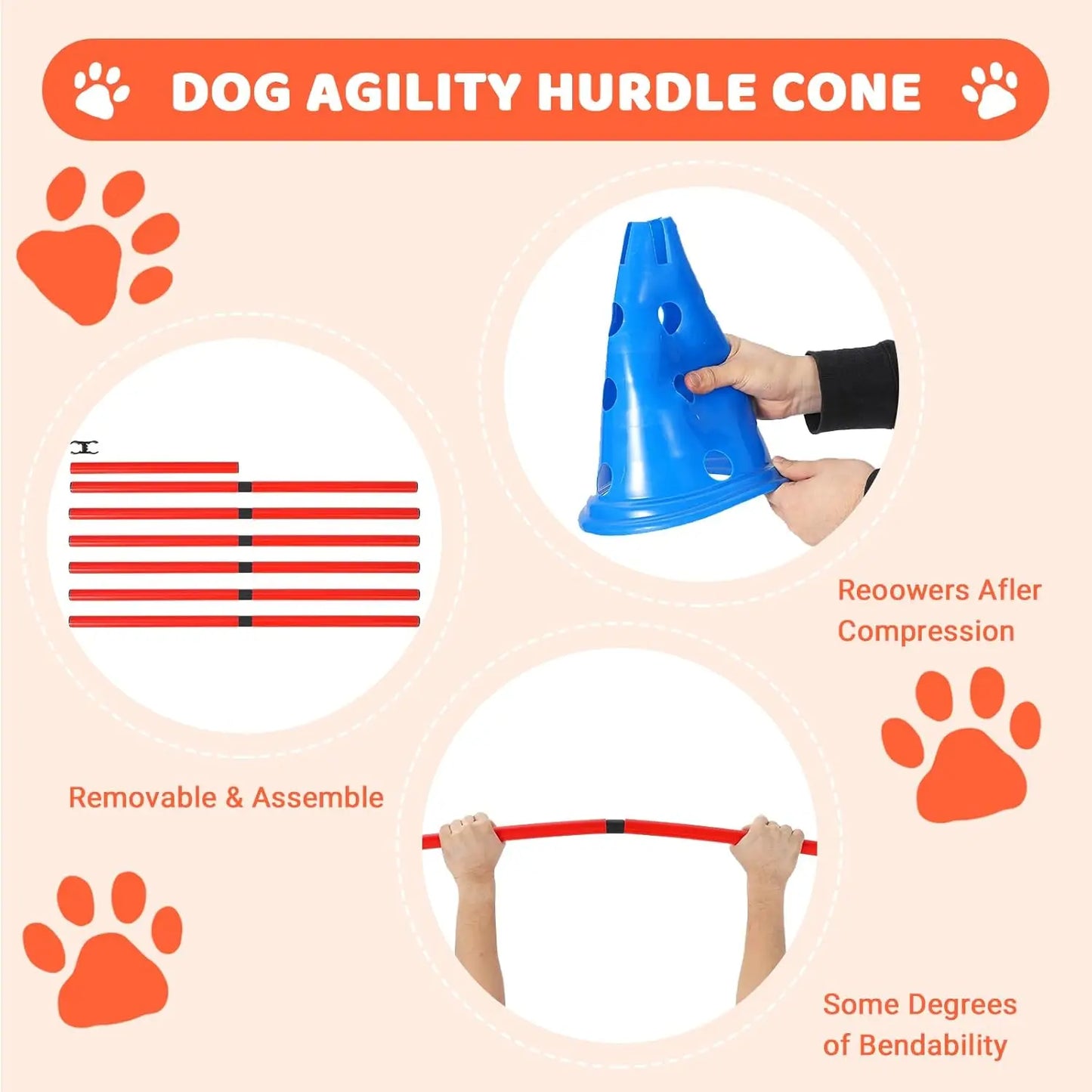 HiMISS Dog Agility Hurdle Set With 12 Cones And Rods