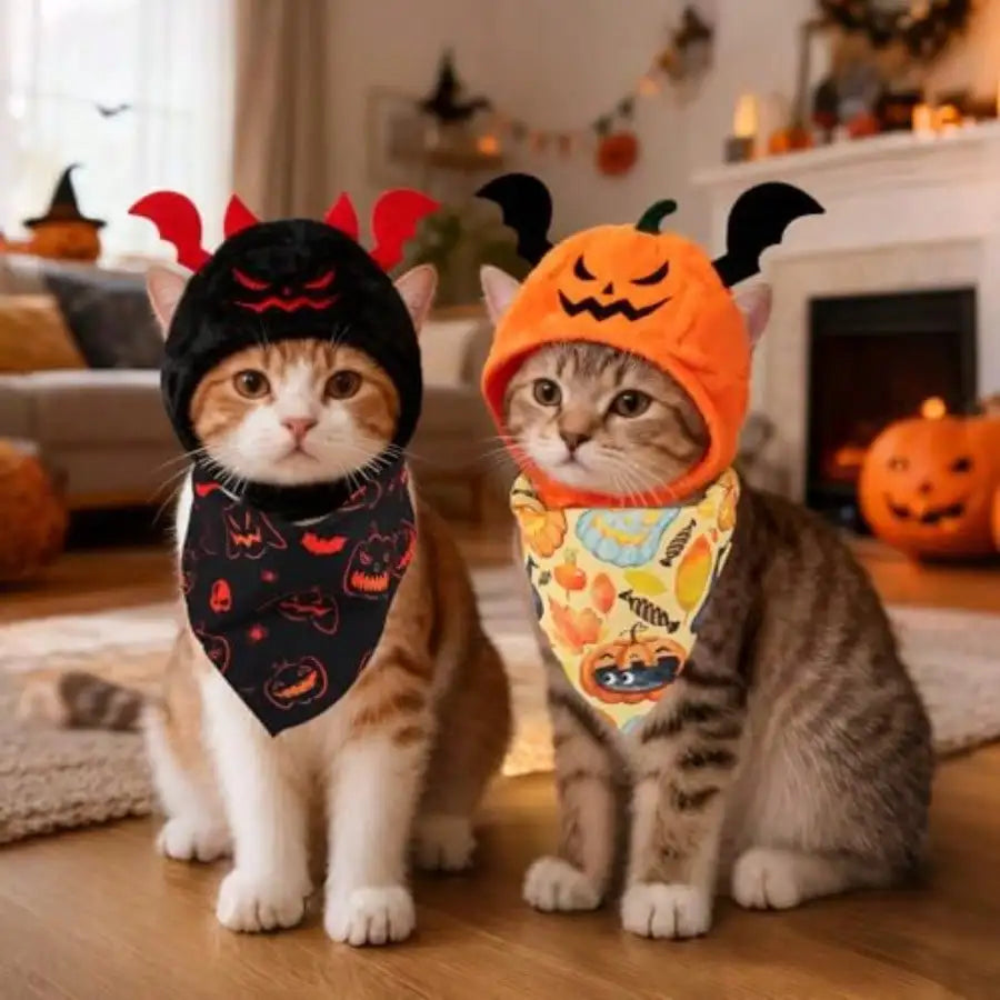 Halloween Pet Costumes Pumpkin Bat Styles With Decorative Scarves