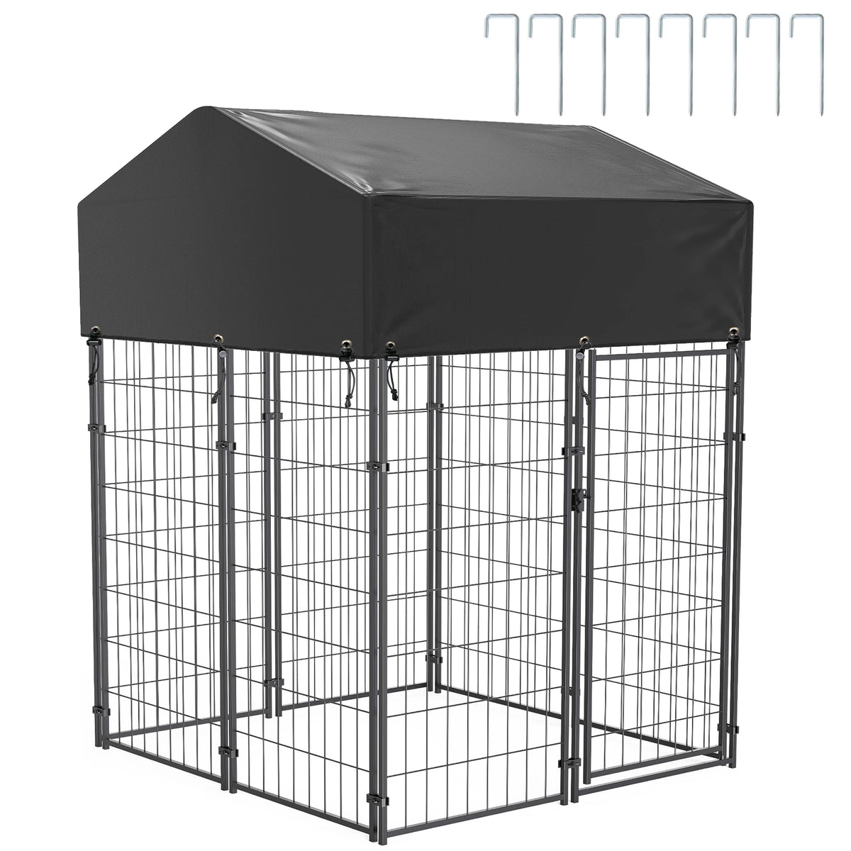 BINGOPAW Outdoor Dog Kennel Welded Wire Run With Weatherproof Canopy