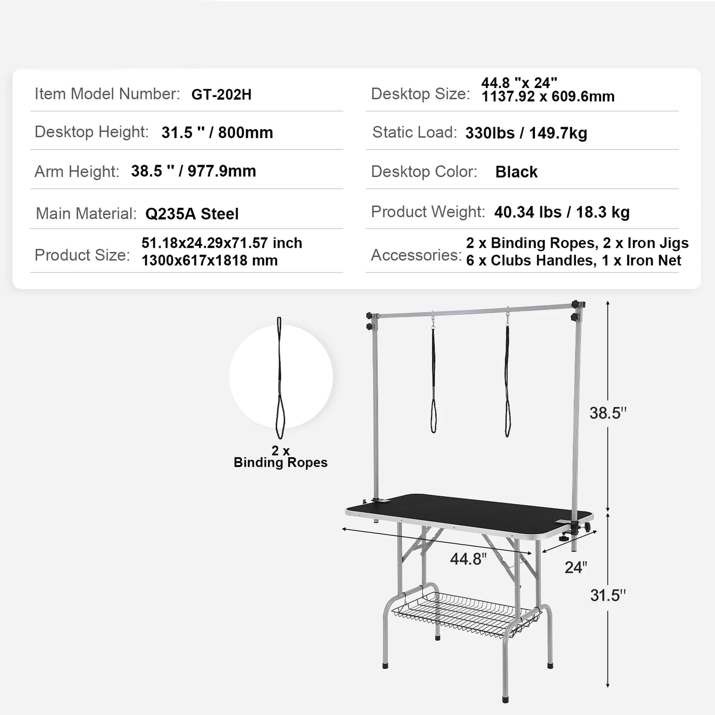 SucceBuy Two Arm Pet Grooming Table With Clamp Folding Stand