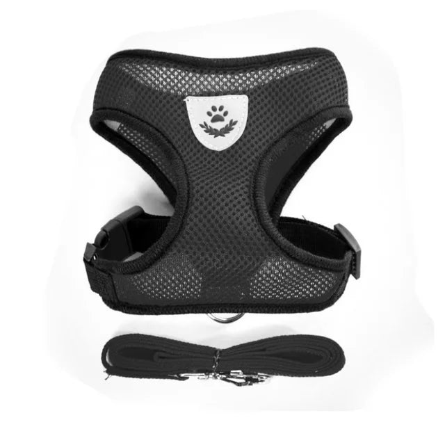 Adjustable Mesh Pet Harness With Leash Reflective For Small Dogs
