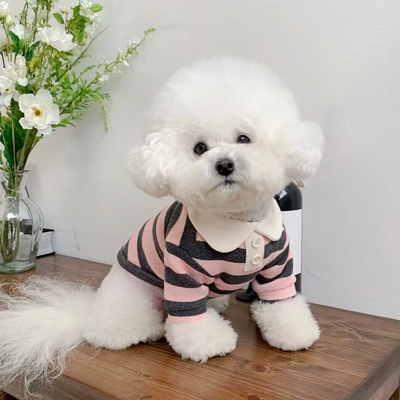 Summer Dog Polo Shirt Striped Cooling Vest For Small Dogs
