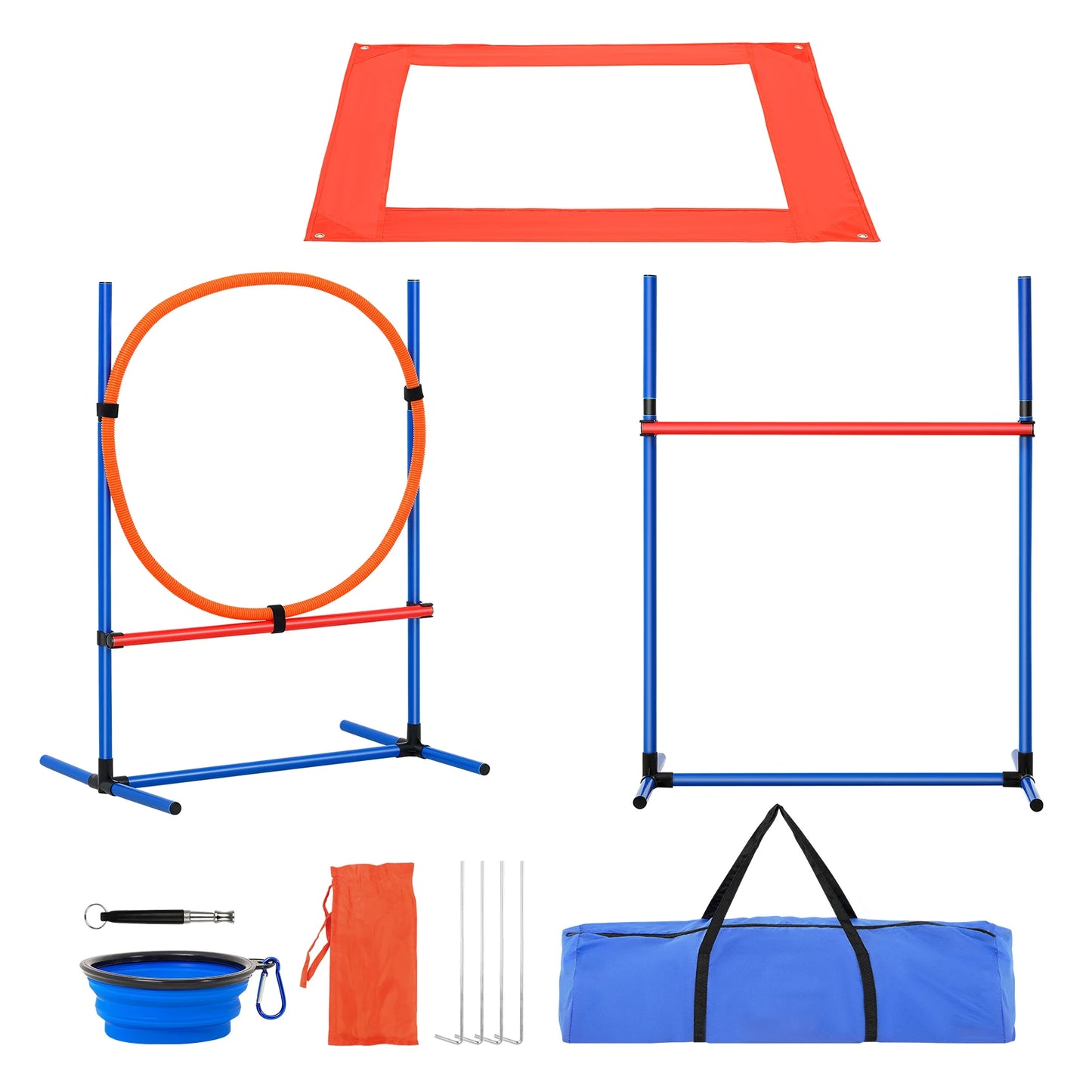 SucceBuy Dog Agility Training Set With Adjustable Hurdles Poles