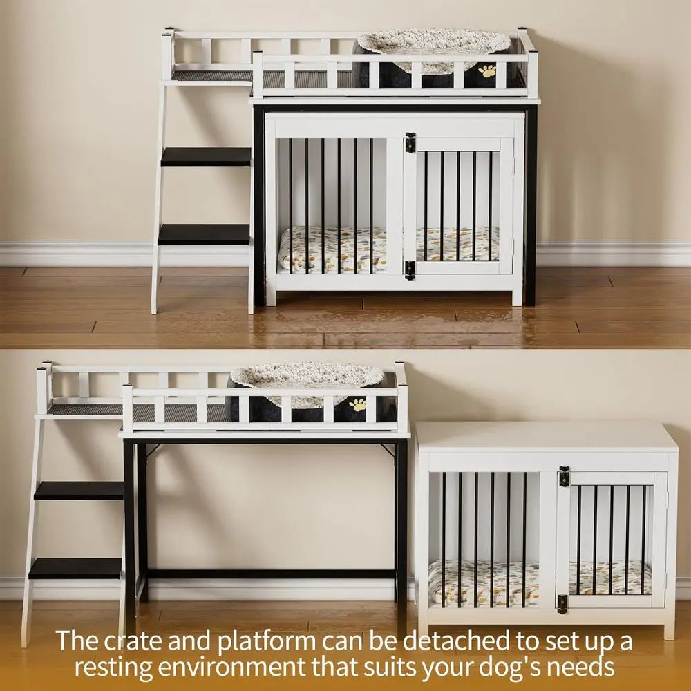 Pet Bunk Bed Crate With Window Perch Stairs And Storage