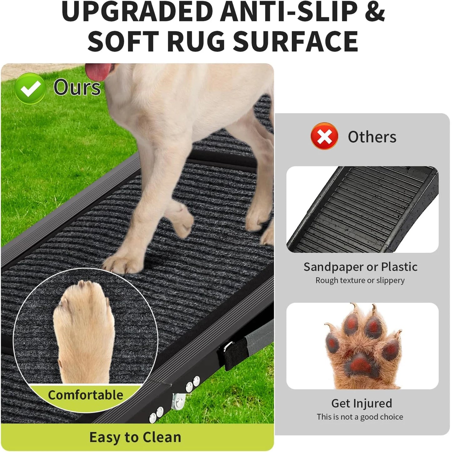 HiMISS Upgraded Folding Dog Ramp For Cars With NonSlip Surface