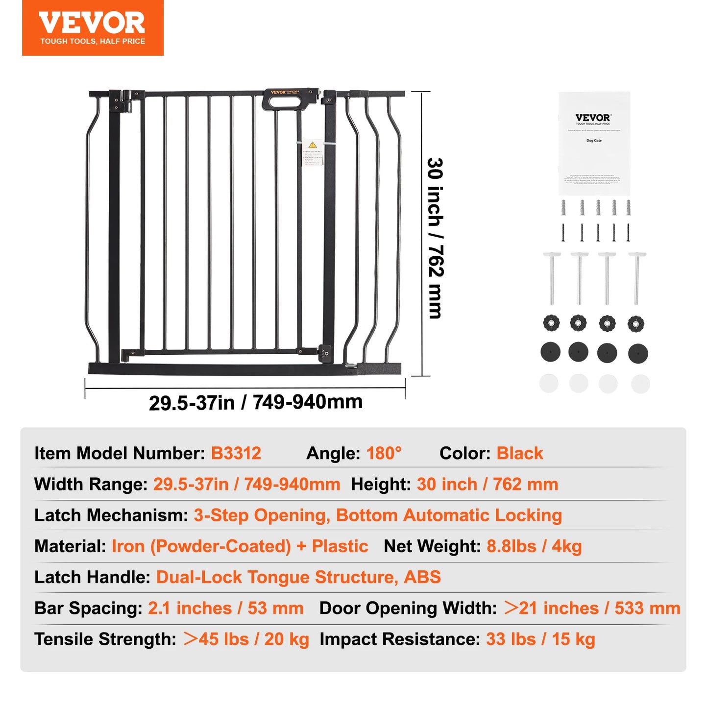 SucceBuy Pressure Mount Baby Gate With Easy Step Walk Thru