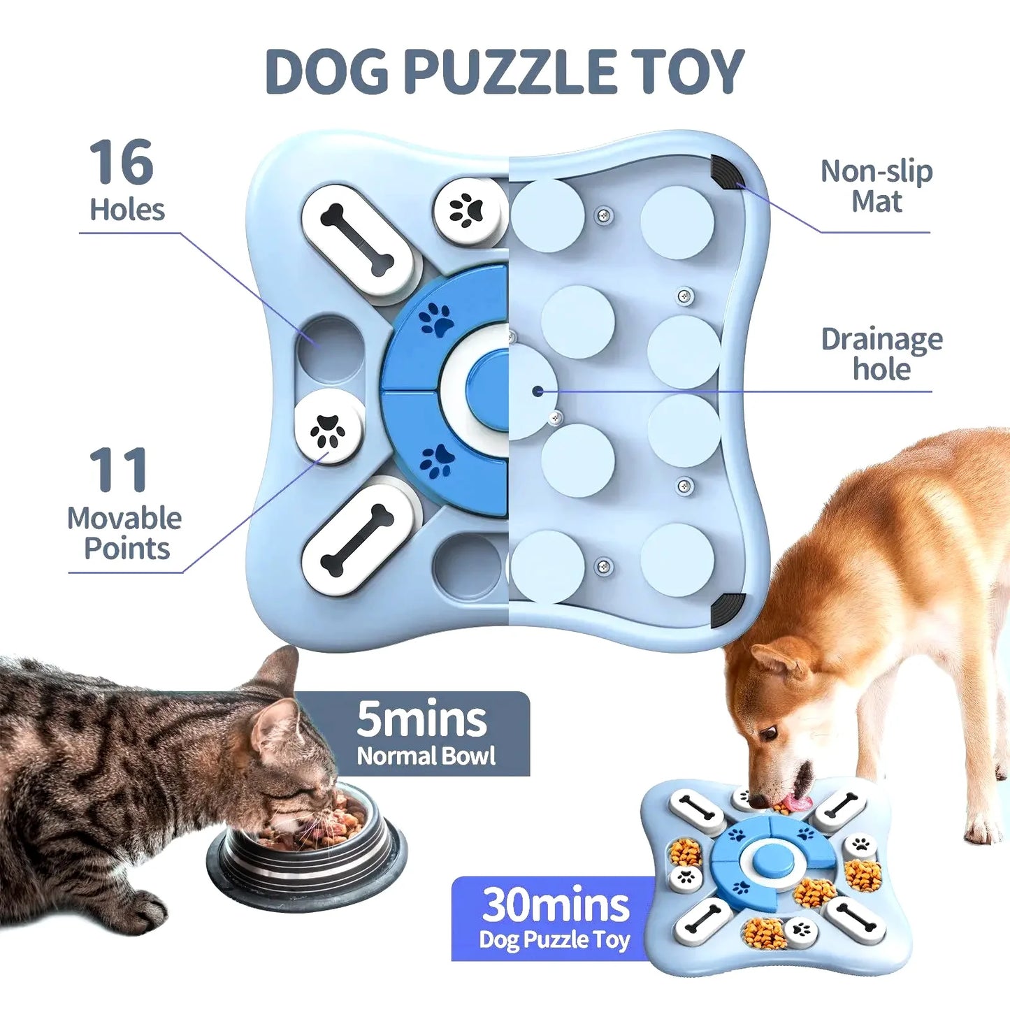 Slow Feeder Dog Toy Puzzle Treat Dispenser For Smart Training