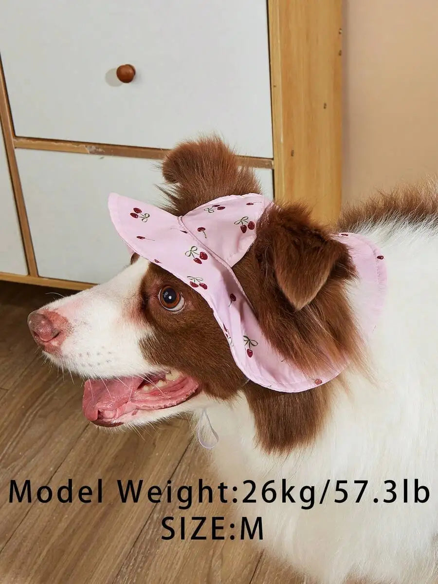 Polyester Sunflower Windproof Dog Hat With Ear Exposed Design
