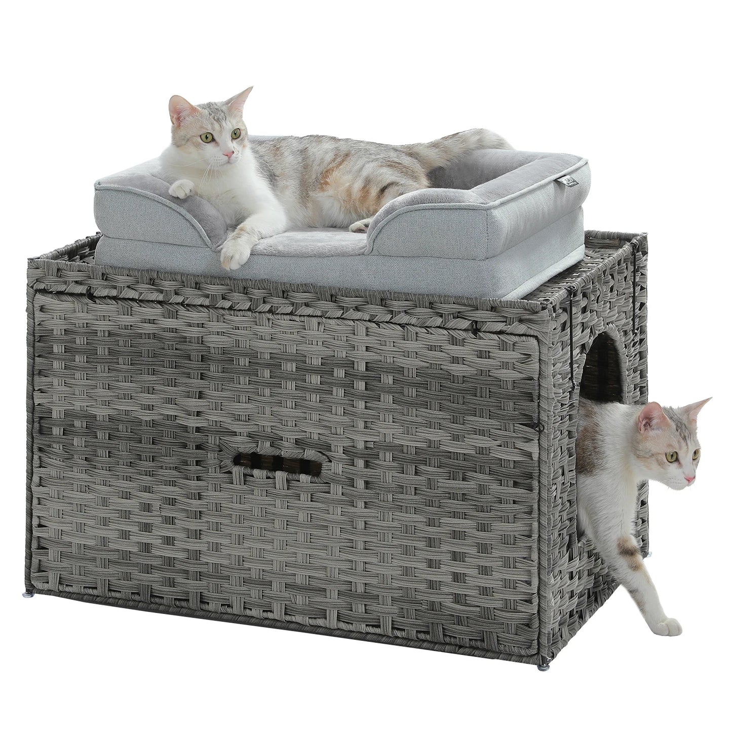 PAWZ Road Handwoven Rattan Cat Litter Box Enclosure With Door