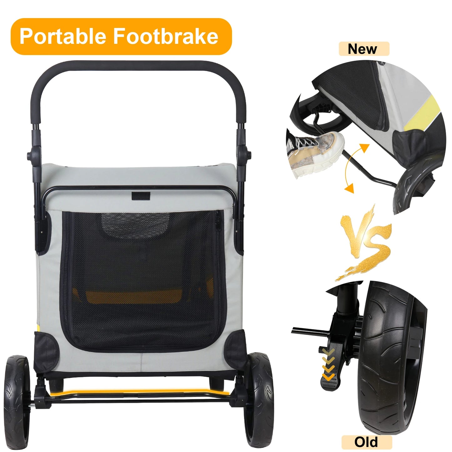Double Dog Stroller With Zipper Divider And Folding Wheels