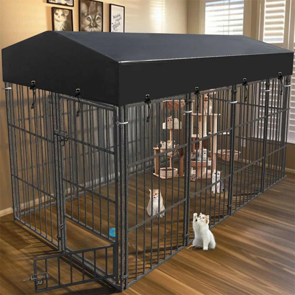 Borwart Heavy Duty Metal Dog Kennel With Roof Enclosure