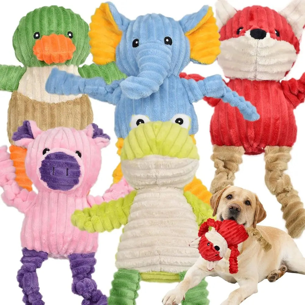 5 Pack Tough Squeaky Plush Dog Toys Assorted Bundle