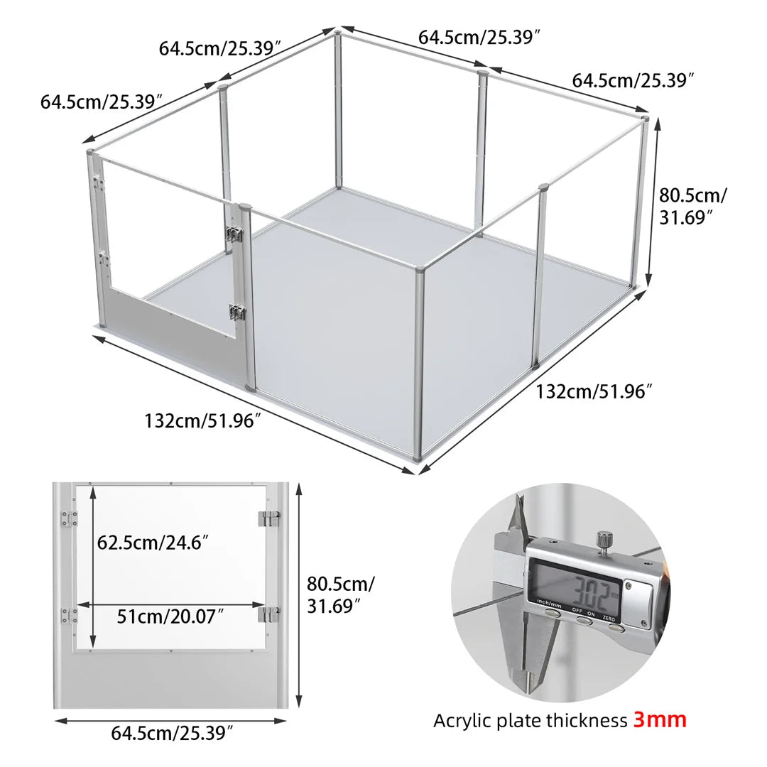 BINGOPAW Acrylic Pet Playpen With Waterproof Floor Pad