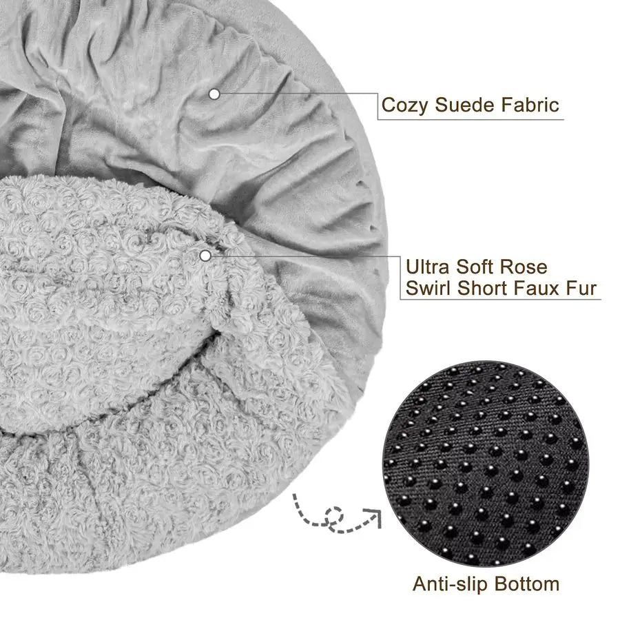 Donut Round Hooded Pet Bed For Small Dogs And Cats