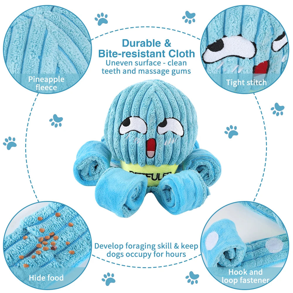 Valentines Day Dog Snuffle Toy Plush Octopus Puzzle Chew Toy