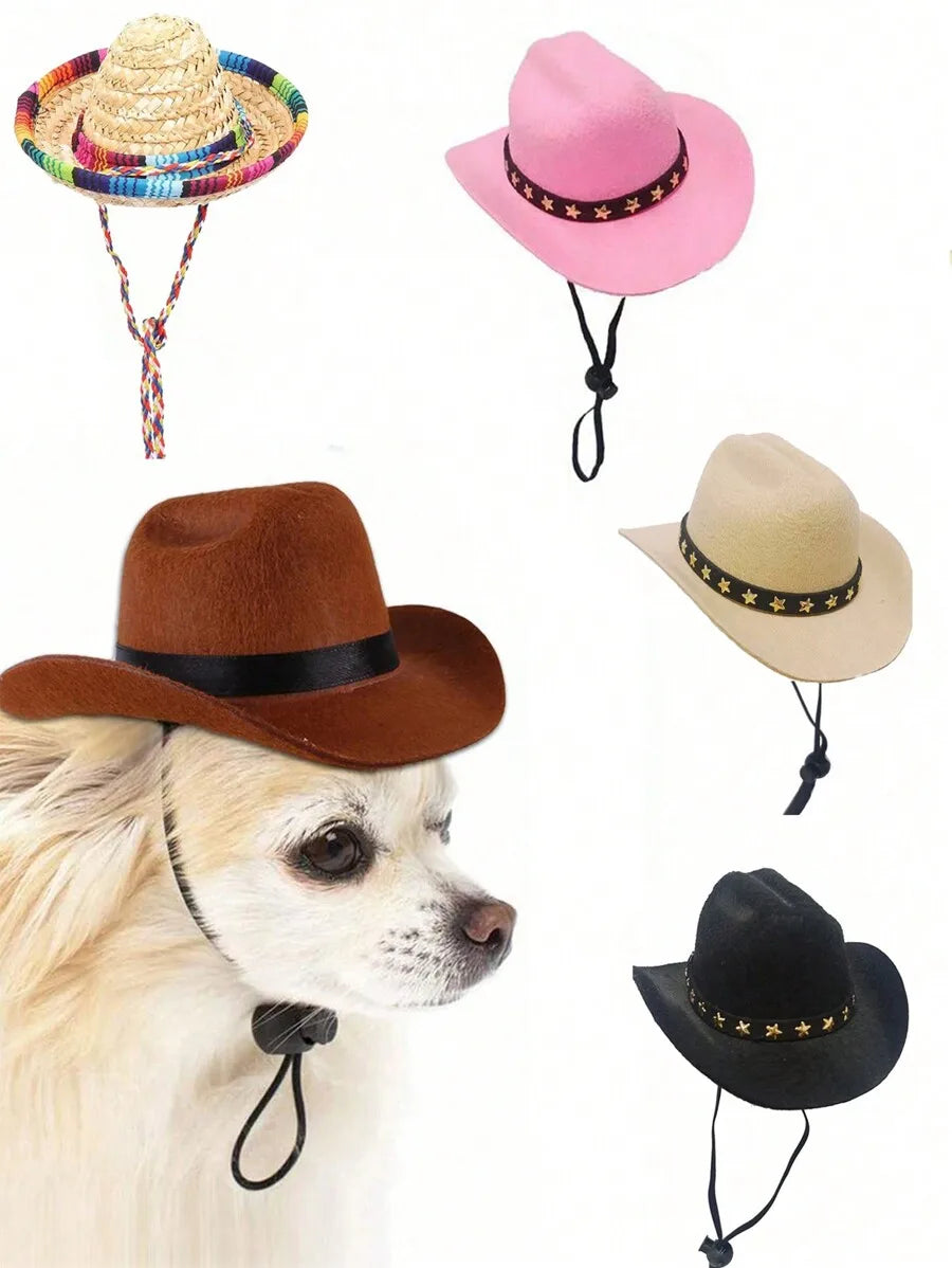 Pet Cowboy Hat For Cats And Dogs Western Sun Headwear