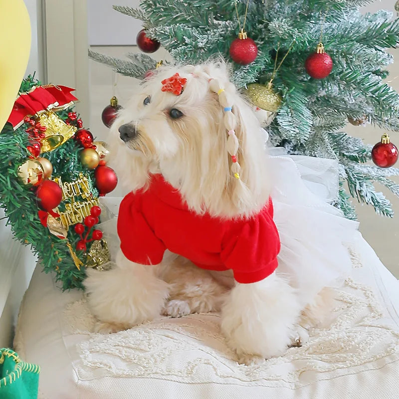 Pawstrip Christmas Plaid Dog Dress And Skirt For Pets