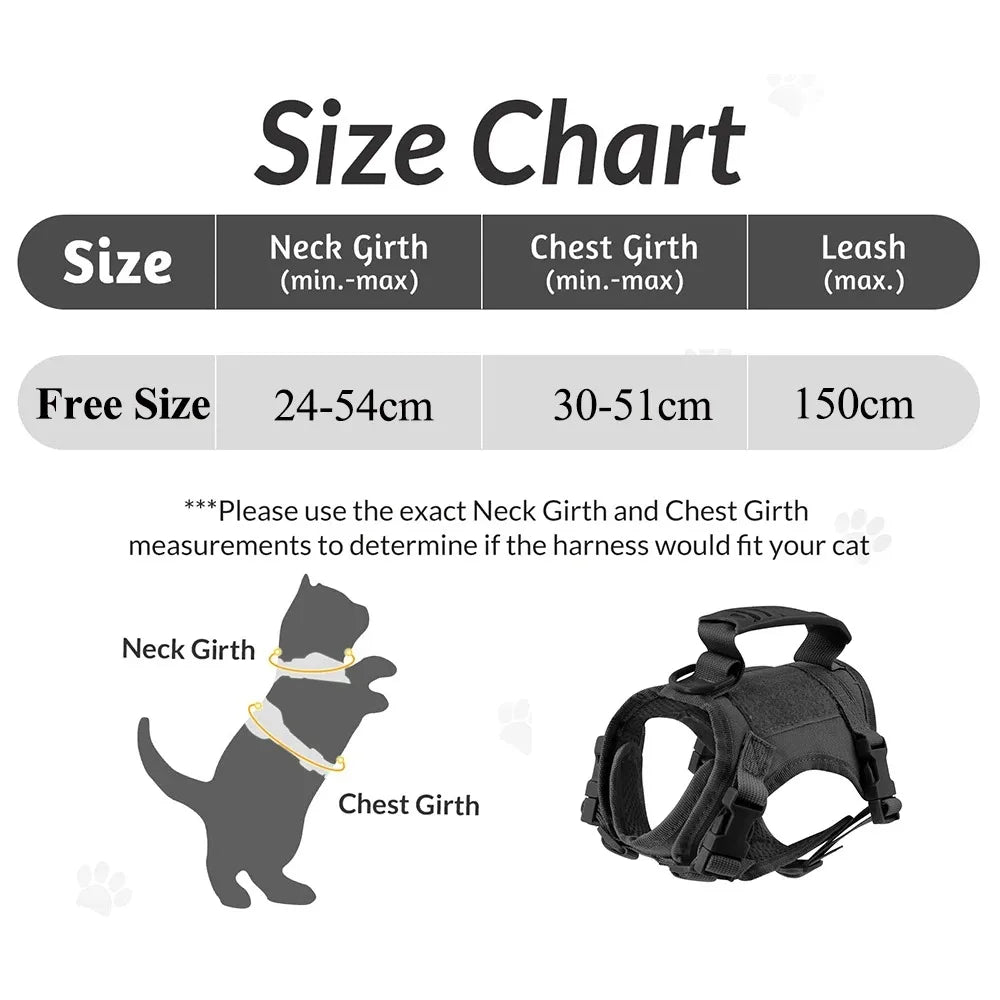 Safe Tactical Cat Harness With Traction Leash And Sticker Pack