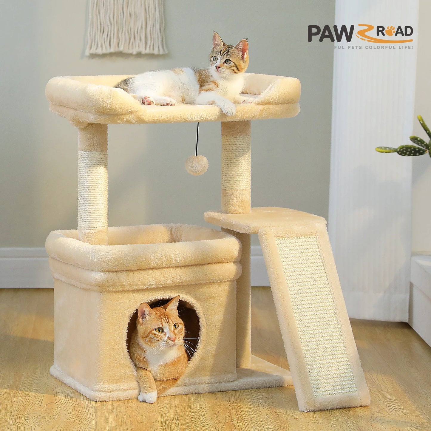 PAWZ Road Small Cat Tree Indoor Tower With Sisal Scratching Post