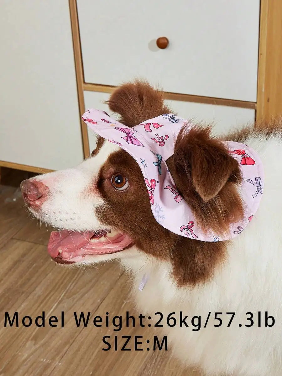 Polyester Sunflower Windproof Dog Hat With Ear Exposed Design
