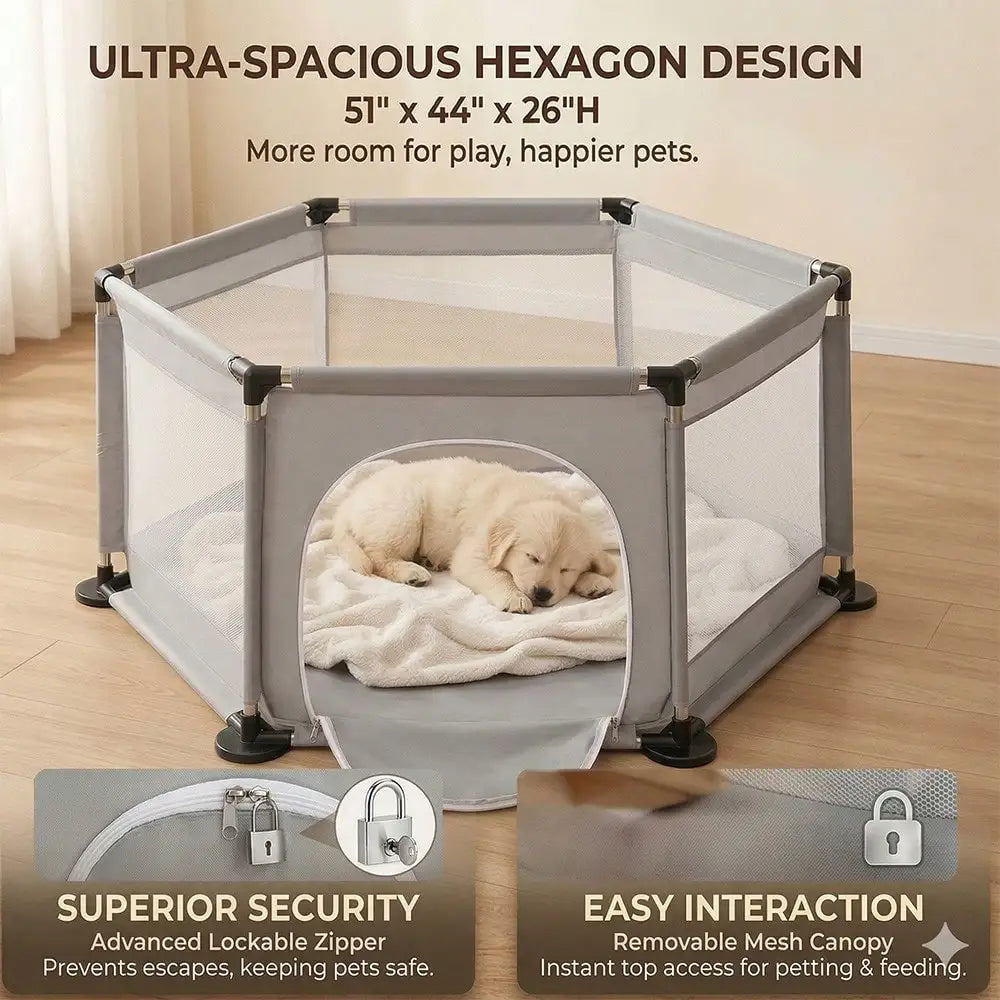 XMSJ Extra Tall Fabric Dog Enclosure With Gate And Removable Roof