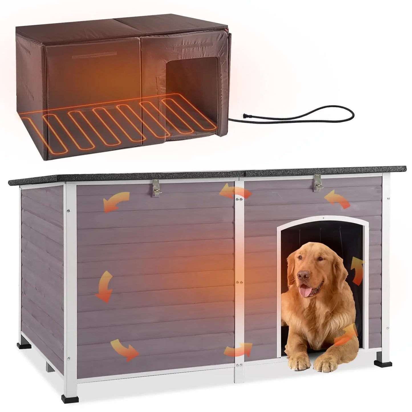 GUTINNEEN Outdoor Heated Dog House With Insulation And Pad